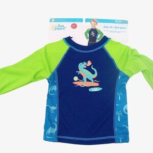 Sun Smart Swim Tee Rash Guard UPF 50 Swimwear Blue Green Dinosaur 18 to 24 Mo